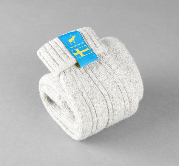Rolled up warm Swedish wool blend socks gray